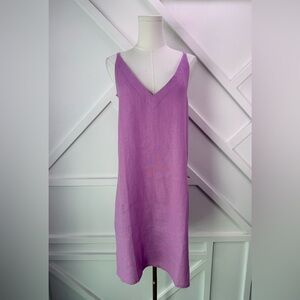 NWT Crown Linen Designs Celine 100% Linen Nightgown Purple Size XS/S